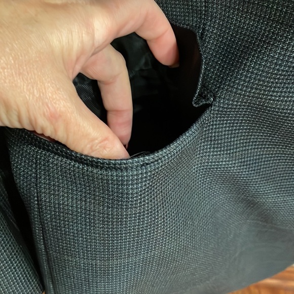 Andrew Frezza men’s Grey Blue small check blazer jacket career 100% wool  46R - Picture 11 of 15